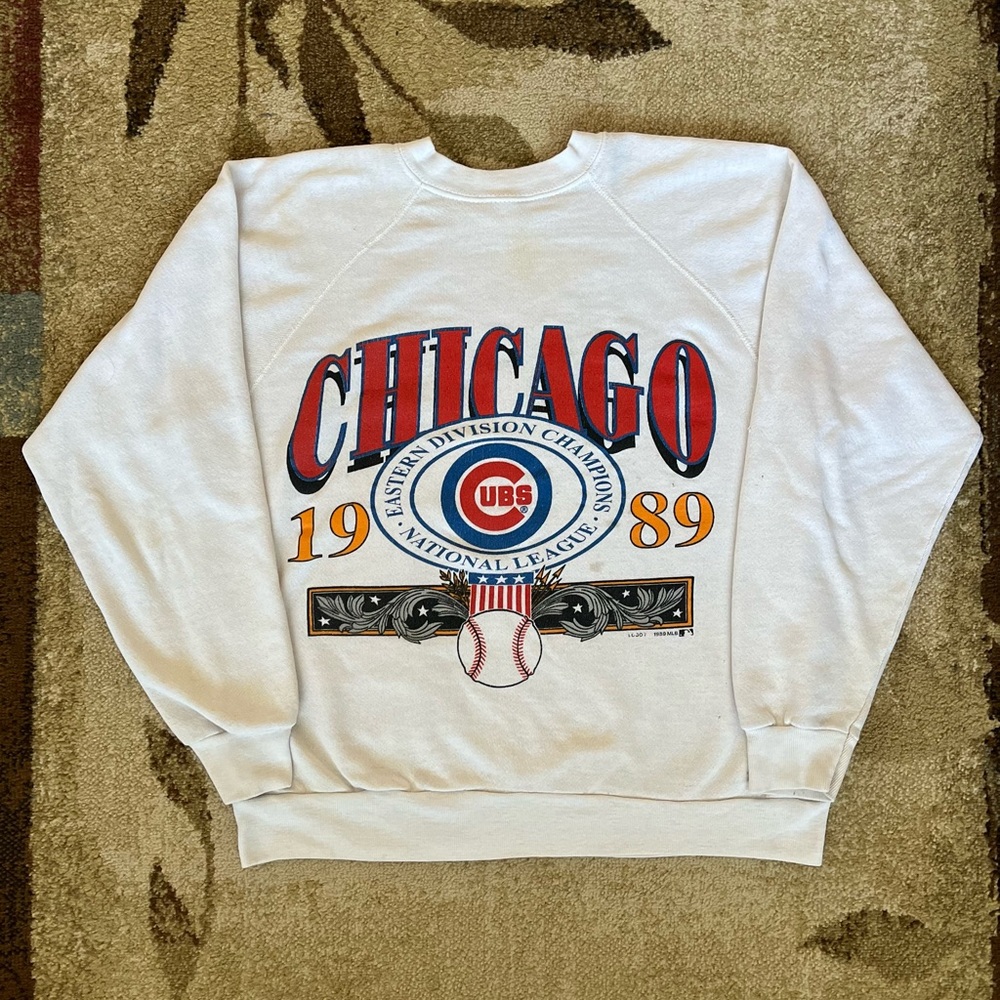 Vintage 1989 Chicago Cubs Crewneck, Womens Large, Graphic MLB Champions